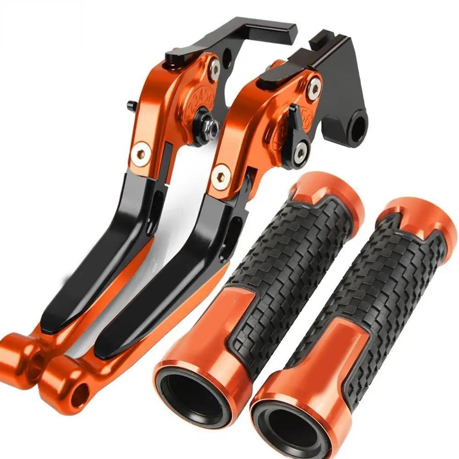 Leviers de frein moto Kawasaki ZX6R en aluminium CNC anodisé rouge avec embouts de guidon