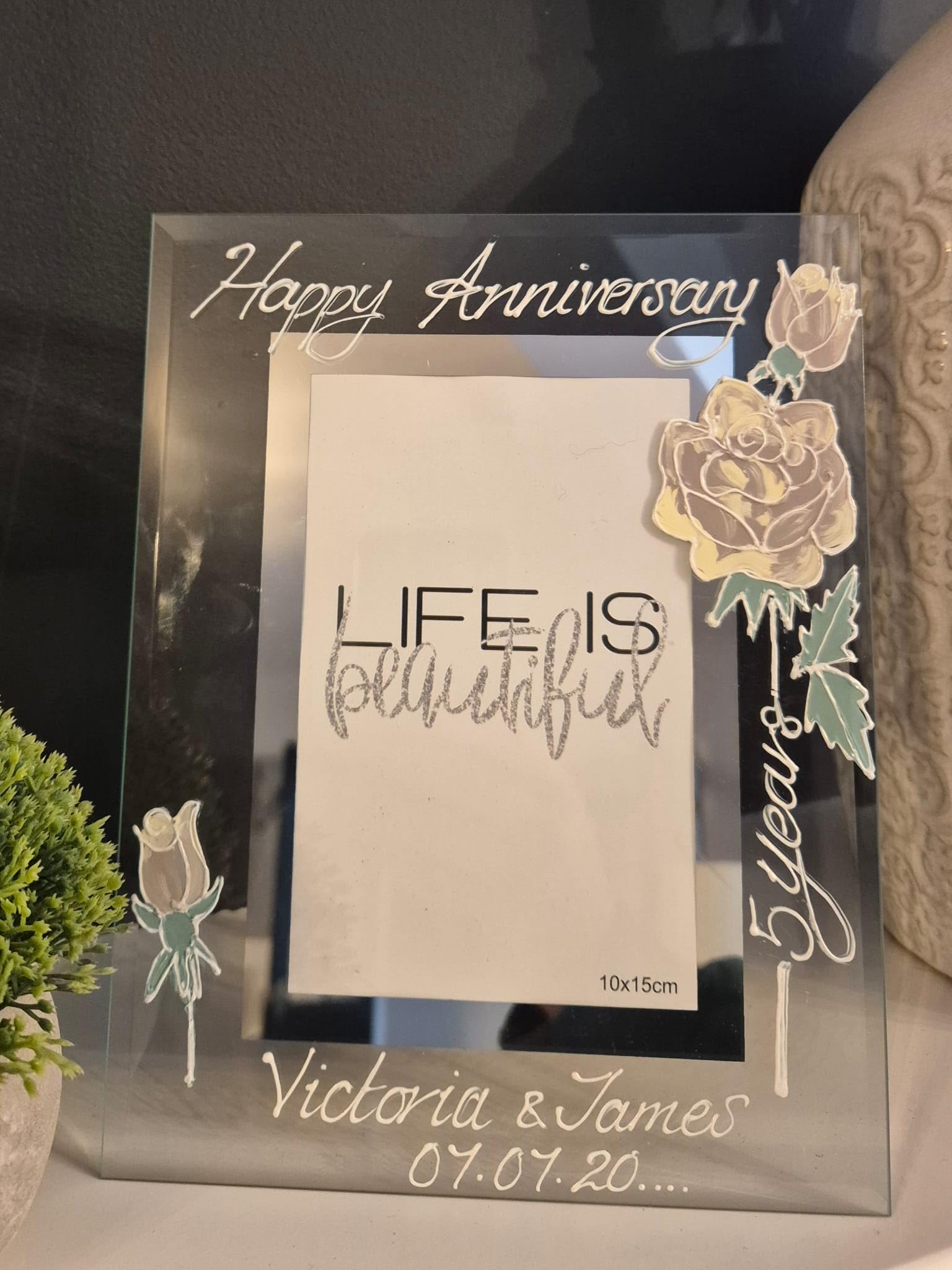 Dreamair Personalised 5th Wood Anniversary Photo Frame: Portrait 4"x6"