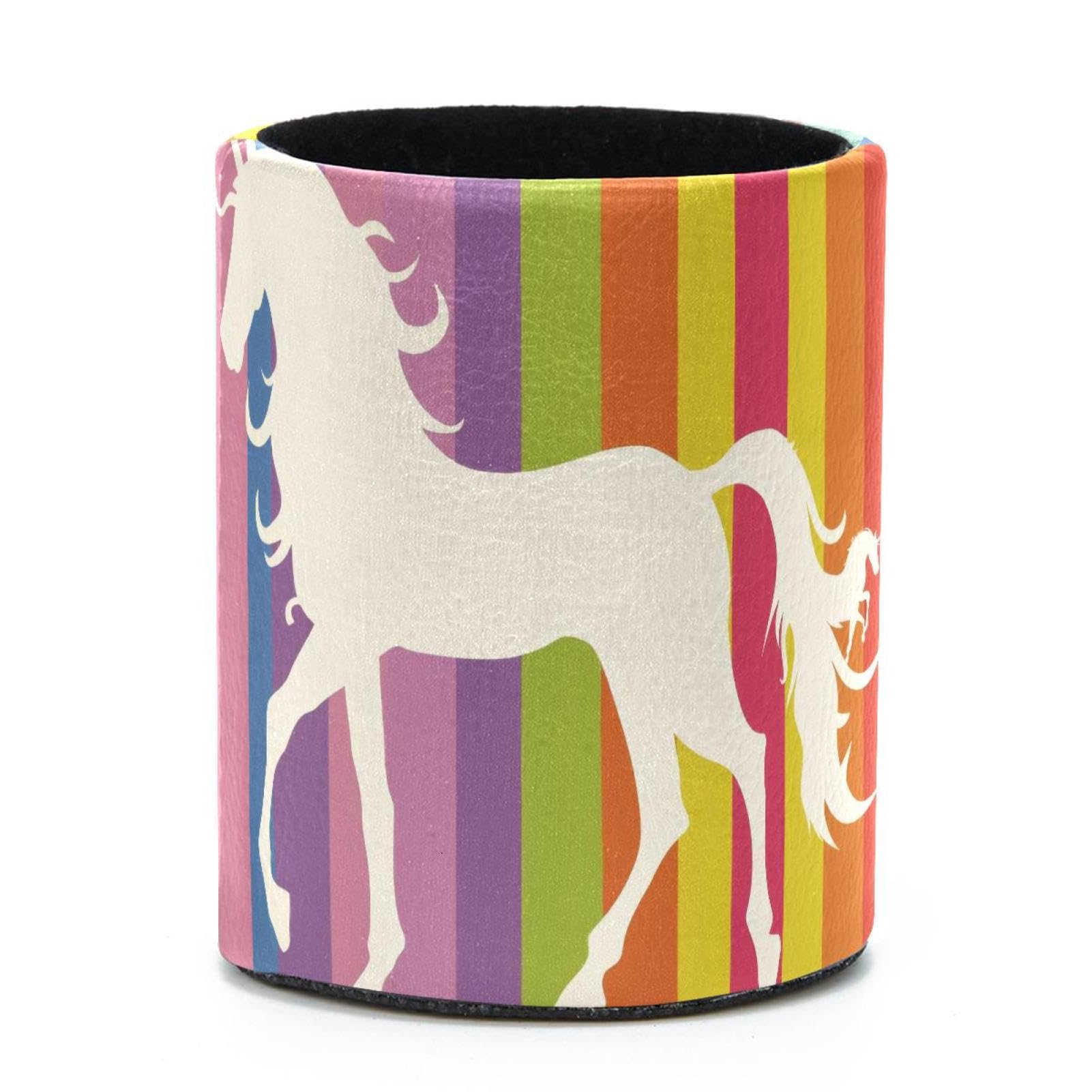VAPOKF Round Pencil Holders for Desk, Unicorn Silhouette Pen Holders Pen Pot Makeup Brushes Storage Desktop Stationery Supplies Organiser for Home Office