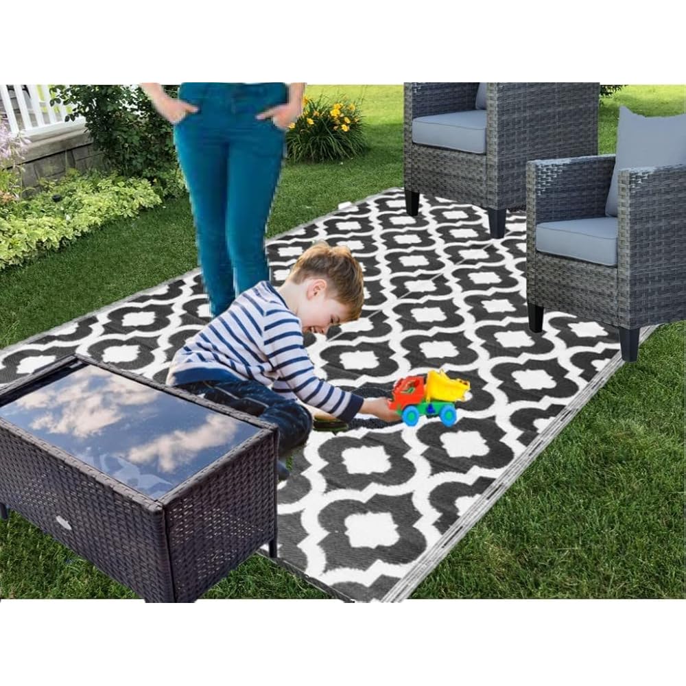 8/mo Finance BalajeesUSA Outdoor Rug 5x7 Black, Reversible