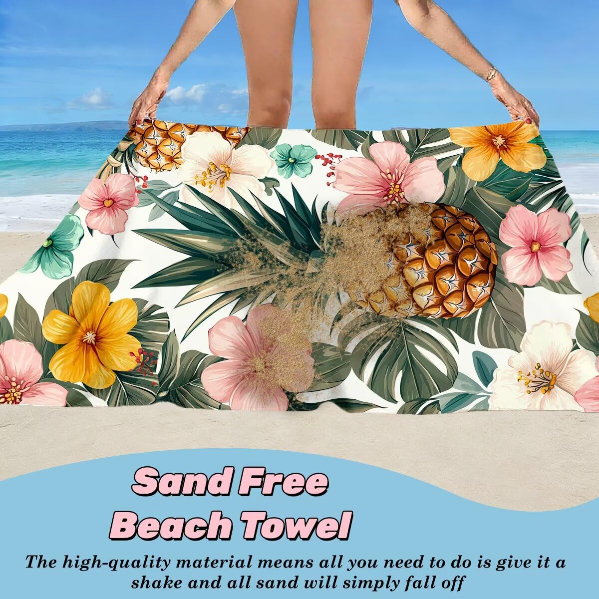 Ręcznik plażowy XXL, 100 x 200 cm, zestaw 2 szt., z mikrofibry, ręcznik plażowy w kwiaty, szybkoschnący, ręcznik do sauny, ręcznik fitness, ręcznik plażowy, do sauny, duży ręcznik kąpielowy, prezent