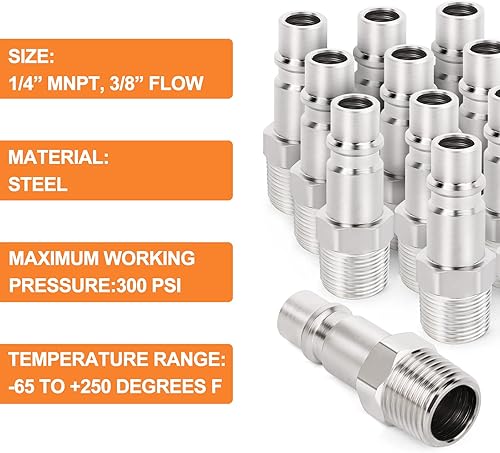 Vista 20 de GASHER 10PCS 1/2-Inch NPT hembra Industrial Air Tool Fitting, 1/2 pulgada de alto flujo neumáticos presión máxima de trabajo 300PSI