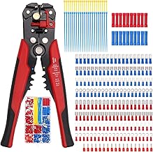 Moniss Conjunto de terminais de cabo de crimpagem 260PCS Kit termorretrátil Conector elétrico de fio isolado Caixa sortida com alicate removedor de fio portátil