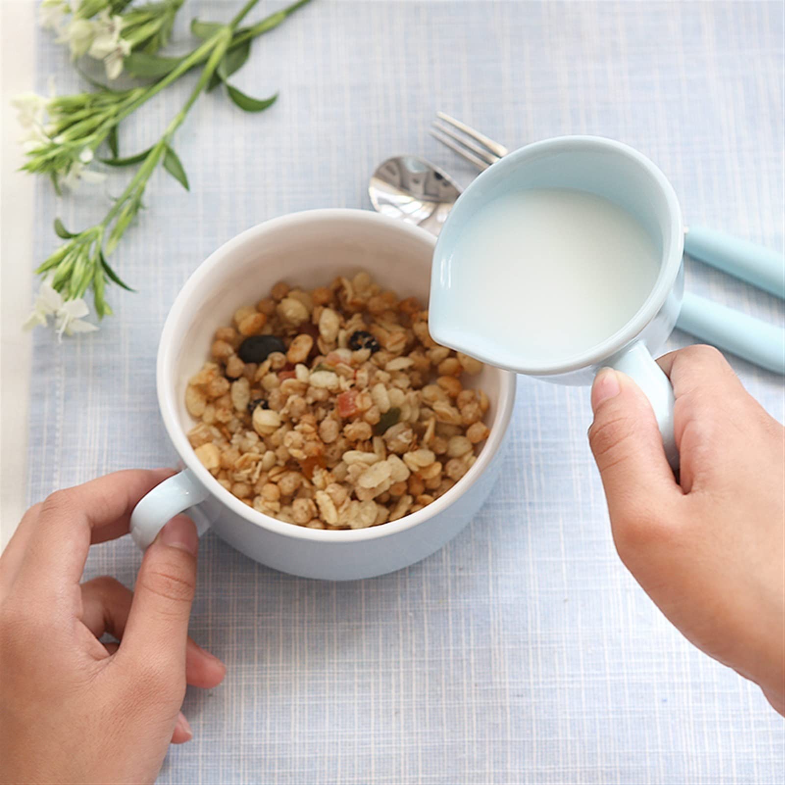 Pichet à Mousse de Lait en Chine, pichet à Lait de 85 ML, en Porcelaine Pastorale Britannique, pichet à café en céramique, Tasse à Expresso (A) (A)