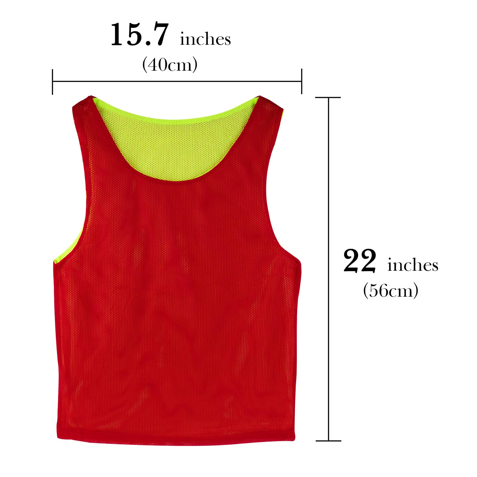 Linkidea Chaleco de equipo de fútbol de doble cara para niños de 6 a 12 años, pinnies reversibles para deportes y práctica (paquete de 12)