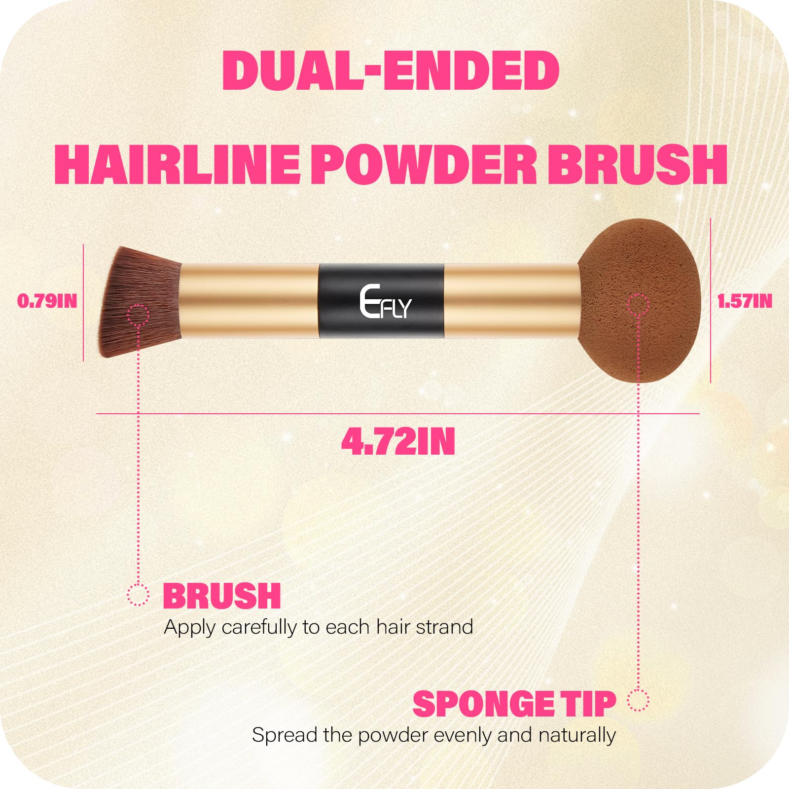 Brocha de maquillaje de doble extremo, cepillo de precisión para polvo para línea capilar con punta de esponja para mezclar sin costuras, cepillo corrector de cabello, cepillo para polvo para retoque