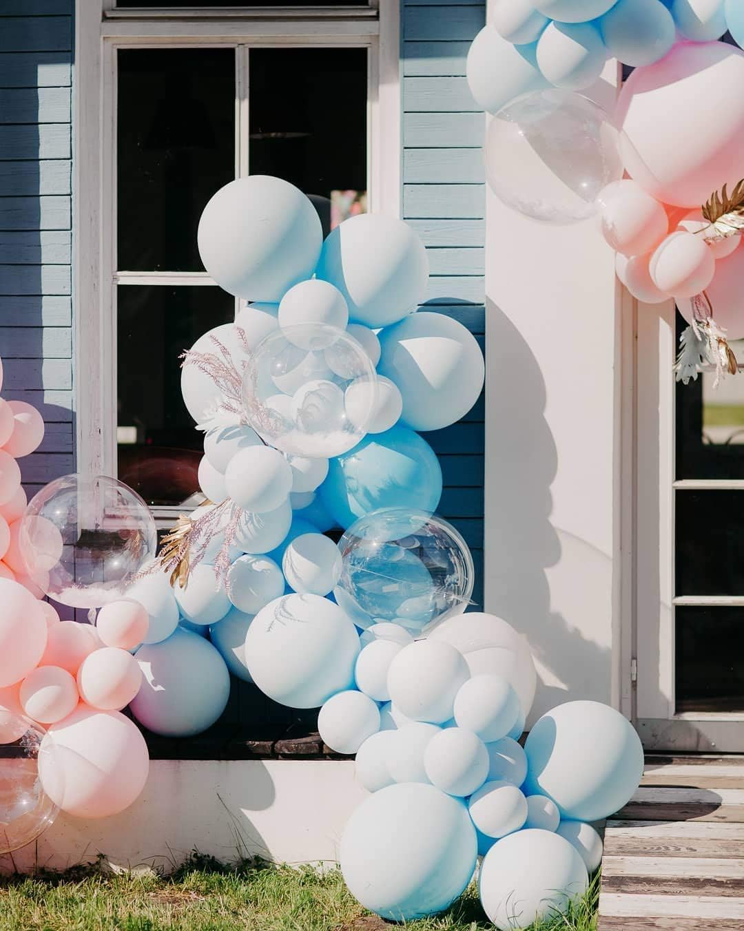 Luxury Gender Reveal Garland Kit Pink & Blue 5" 10" 12"18" Pink Blue Double-Stuffed Latex Balloon for Baby Shower Birthday Party Backdrop Venue (Pink & Blue)