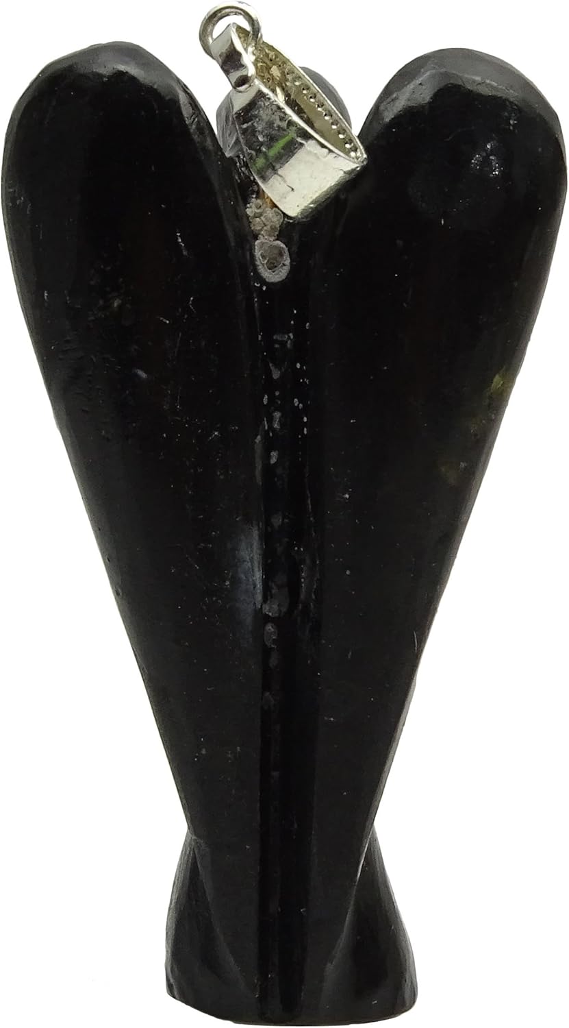 Harmonize Black Obsidian Stone Angel Pendant Carved Guardian Locket Reiki Healing Crystal Spiritual Gift, Black (Obsidian) - Image 4
