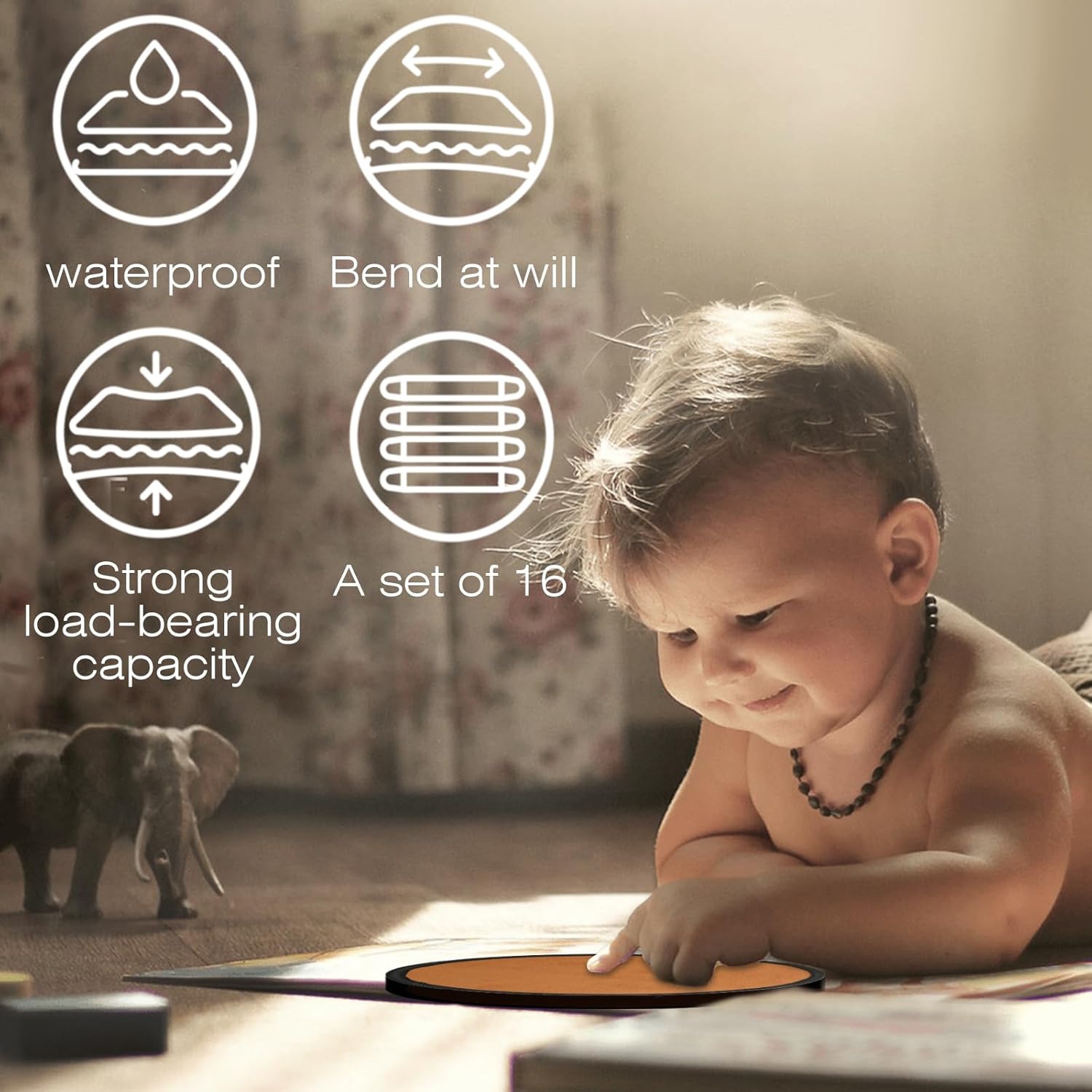 16 Set Sensory Mats, Mixed Colors Sensory Toys for Kids, Tactile Wall Panel for Autistic Children, Assorted Textured Floor Tiles Educational Learning Room Provide Fun Play Equipment (Round, 8.3 Inch) - Image 2