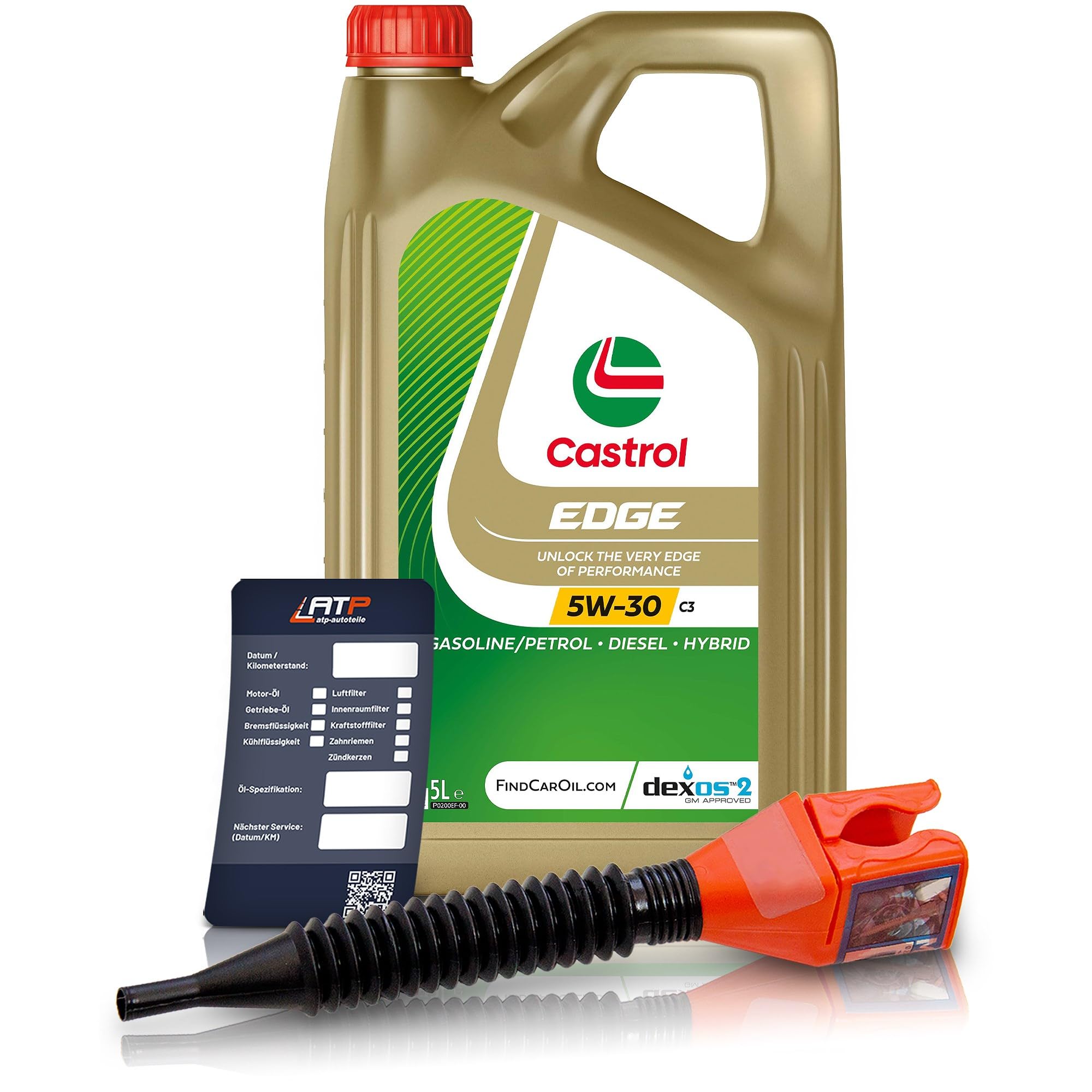 Castrol Edge 5W-30 C3 Motoröl – 8 Liter Set Inkl. Ölwechselanhänger & Trichter