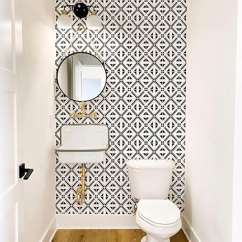 Miniatura 3 de Jeweluck Papel tapiz autoadhesivo para despegar y pegar en blanco y negro, papel de contacto extraíble para despegar y pegar, papel de contacto