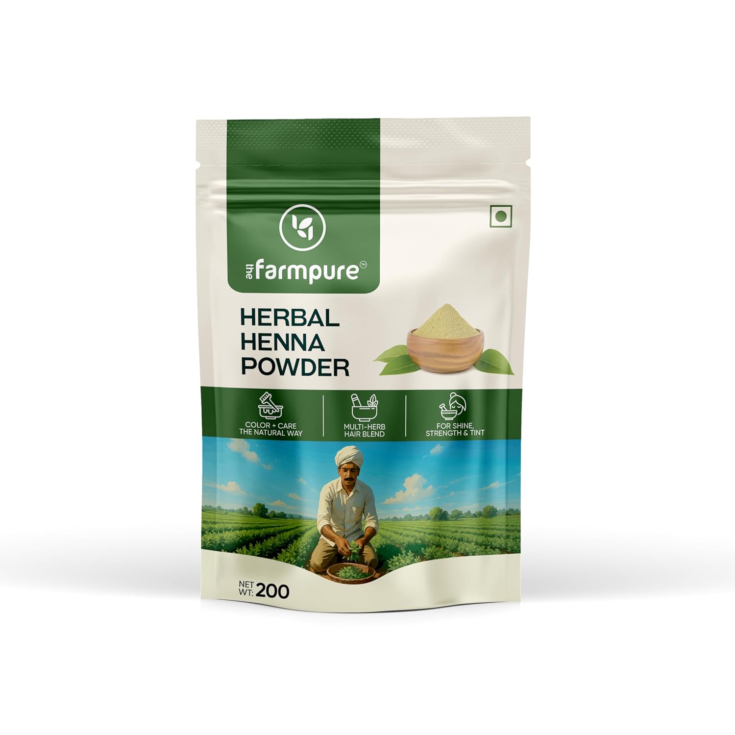 The FarmPURE Henna Powder for Hair – 200g | Rajasthan Sourced | Natural Hair Colour & Grey Coverage | Organic | 100% Pure ...