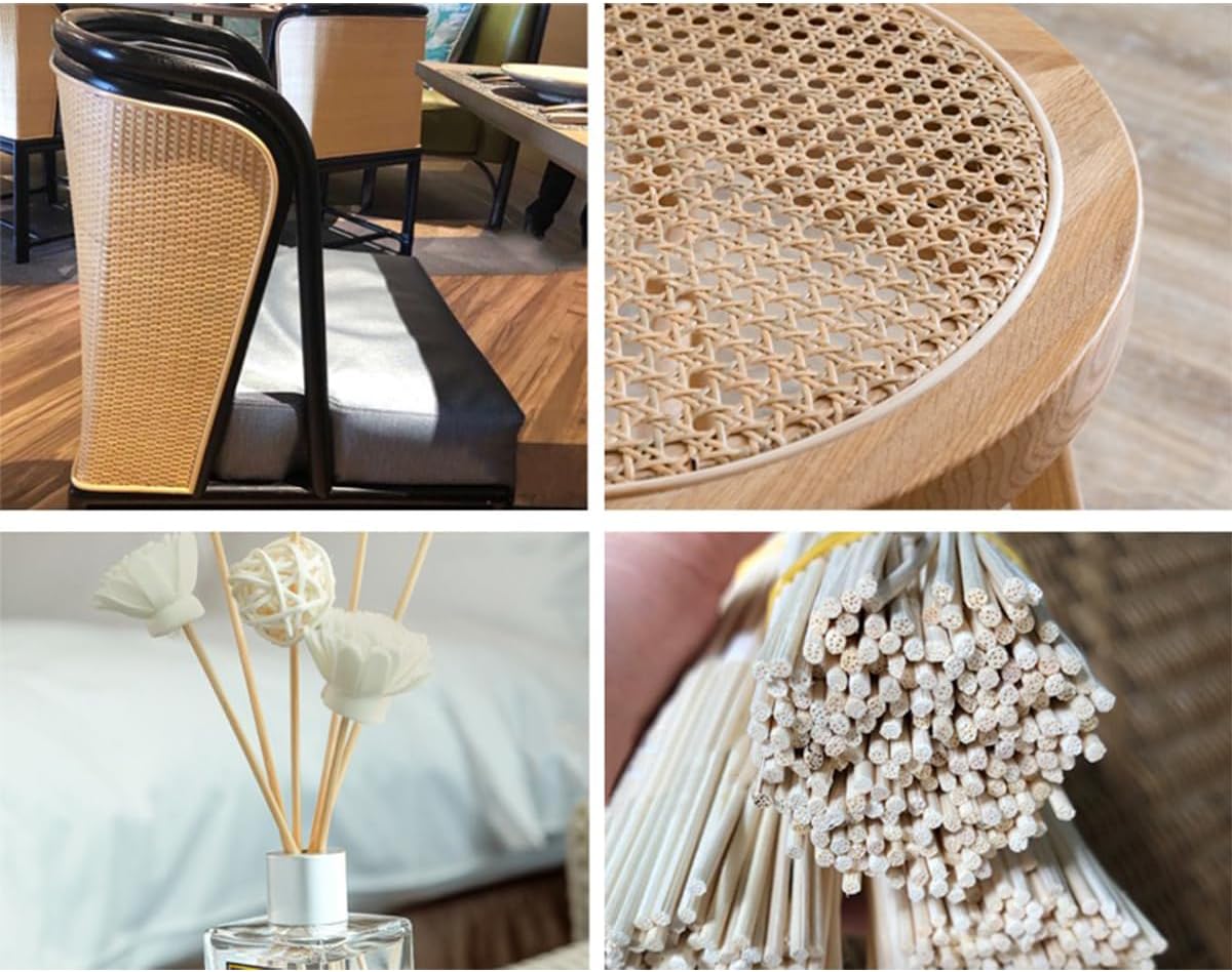 12mm 500g Natural Rattan Core Material, Round Cane Rattan for Weaving, Chair Caning, Basket Making, DIY Furniture