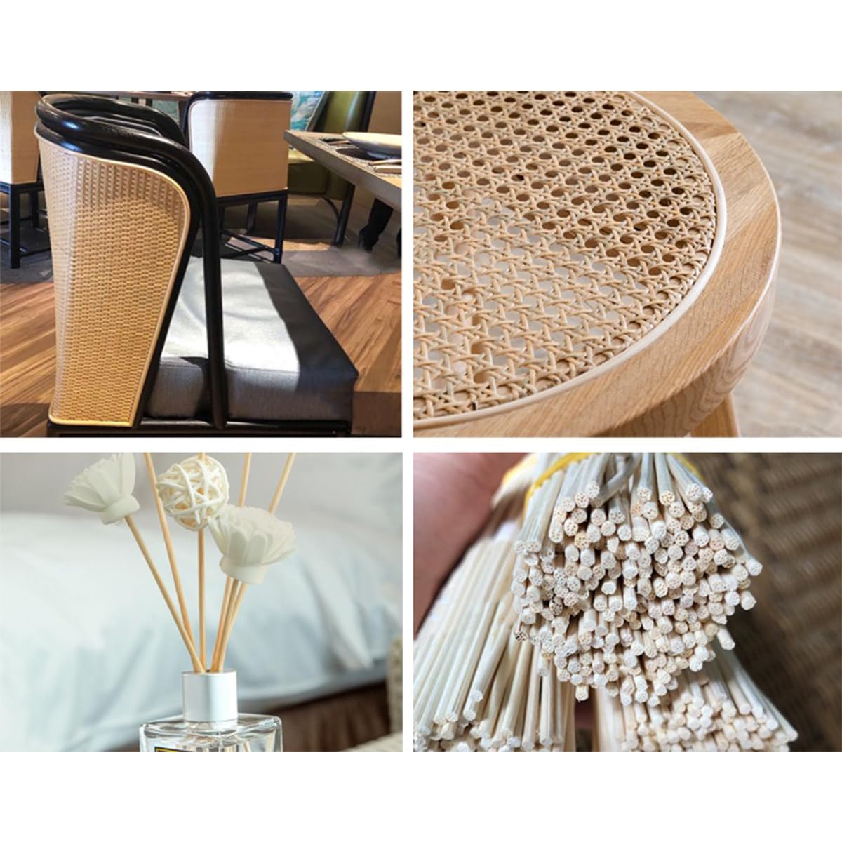 Yldessm&EU Materiale for Tessitura semicircolare in Canna di Rattan Naturale da 500 g for la creazione di cestini for sedie Fai da Te, Kit di Riparazione in Vimini(Round-2.5mm)