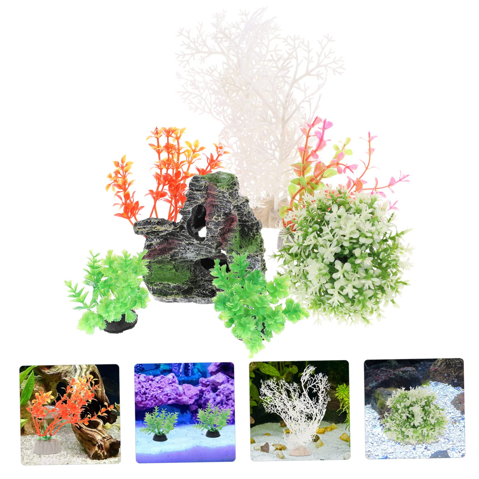 Happyyami 5juegos Plantas Artificiales para Acuarios Decoración De Acuario Ornamentales De Agua Simuladas para Peceras y Paisajismo De Decoración Natural para Peces
