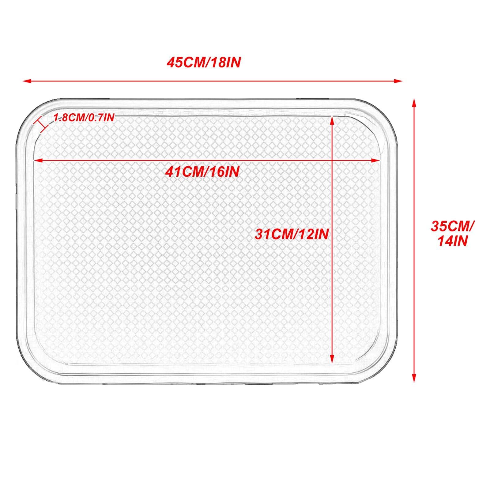 Juego de 5 Bandejas Decorativas, Bandejas Plastico, Su Pared Interior Antideslizante Las Hace Ideales para Postres y Macetas(35x45x1.8CM/14x18x0.7IN)