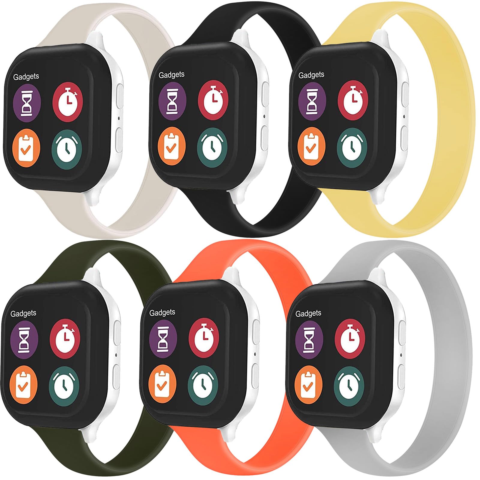 GUYUEFENG Solo Loop Slim Band Compatible with Apple Watch Bands 38mm 40mm 41mm 42mm 44mm 45mm 46mm, Stretchy Silicone Elastic Women Sport Thin Strap