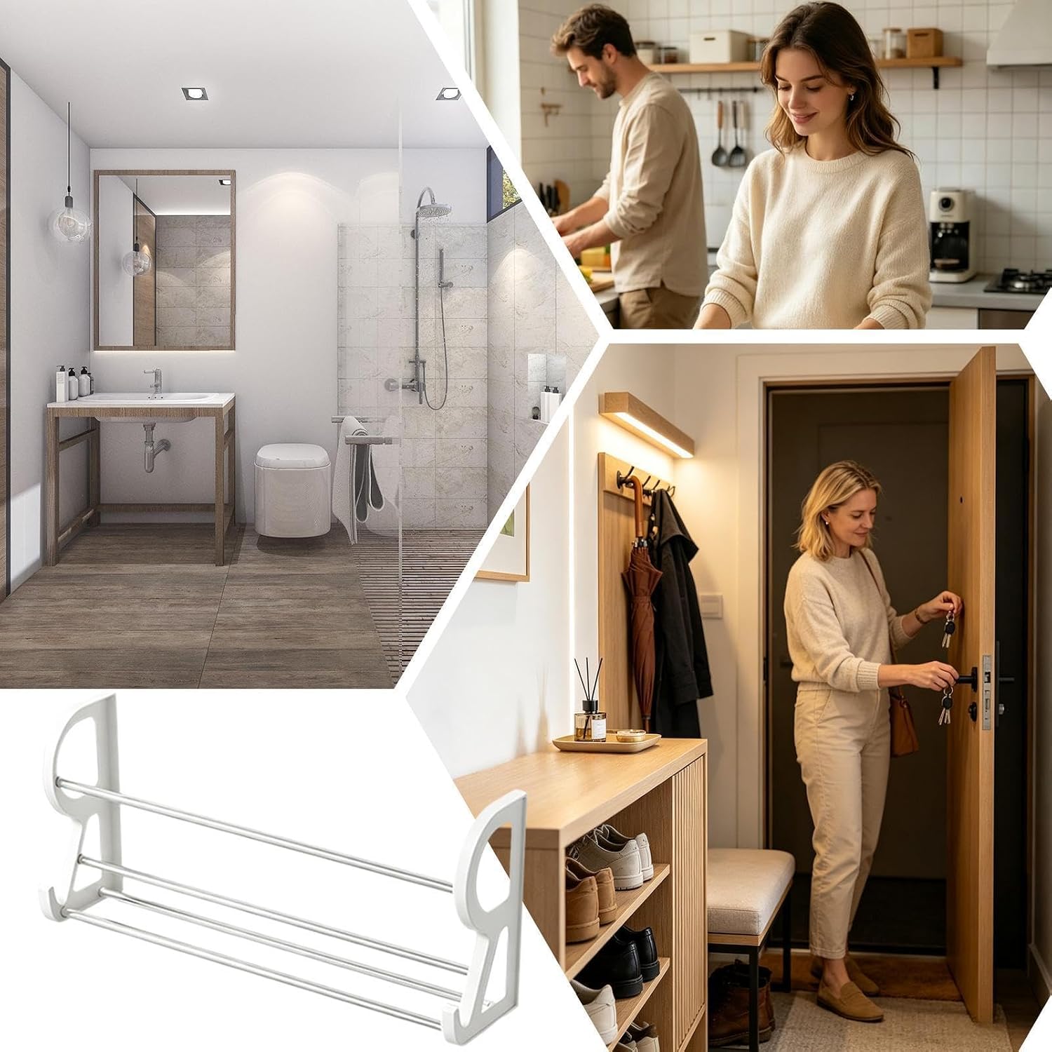Over The Door Shoe Rack - Stainless Steel No-Drill Wall Organization System