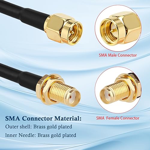 Miniatura 2 de XRDS -RF Cable SMA de 1 pie, macho SMA a mamparo hembra SMA RG316 SMA Cable de extensión para 4G LTE Router celular SDR USB Dongle receptor (2