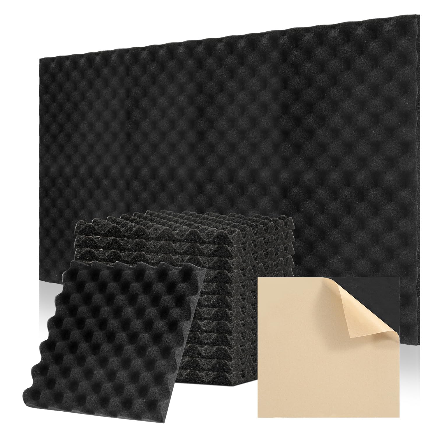 Sonnewelt 24 pannelli fonoassorbenti, 2,5 x 30 x 30 cm, in schiuma fonoassorbente, isolamento acustico, pannelli acustici per studio di registrazione, podcast, gaming, decorazione a onde