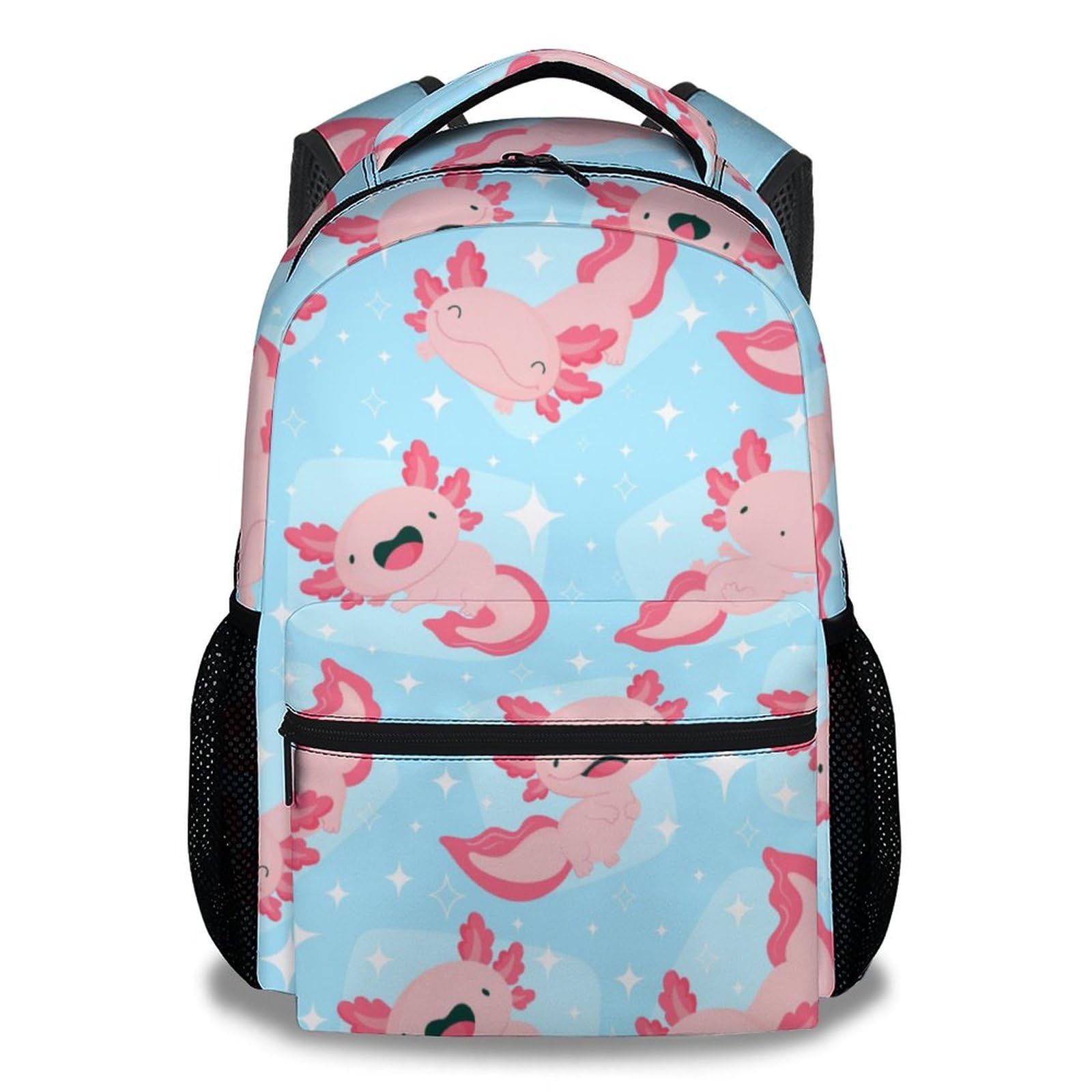 CUNEXTTIME Axolotl Backpack for Girls Boys, 16 Inch Cute Bookbag with Large Capacity, Durable Lightweight Travel Laptop School Bags with Adjustable