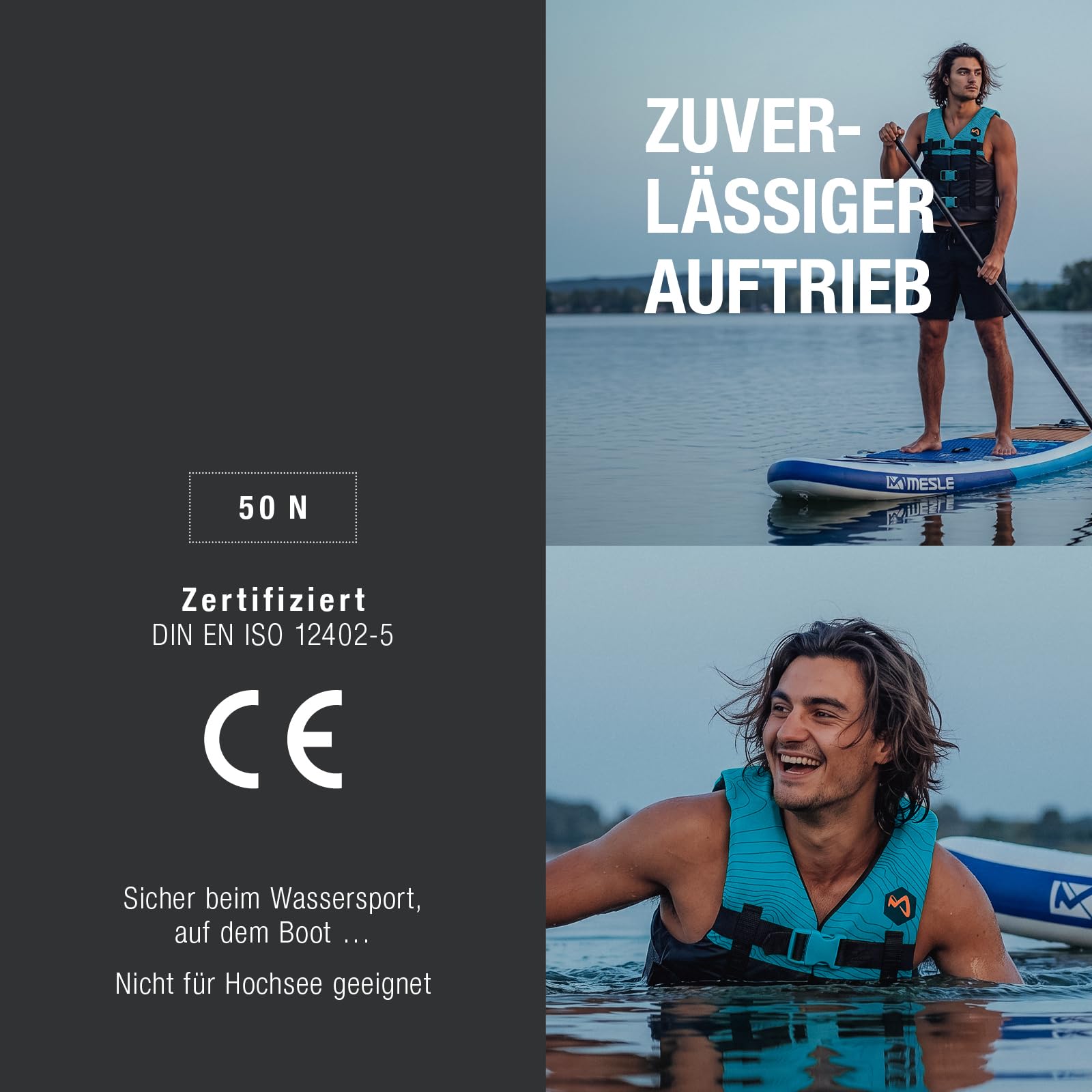 MESLE Aiuto al Galleggiamento per Adulti H210 50-N per SUP, Kayak, Wakeboard