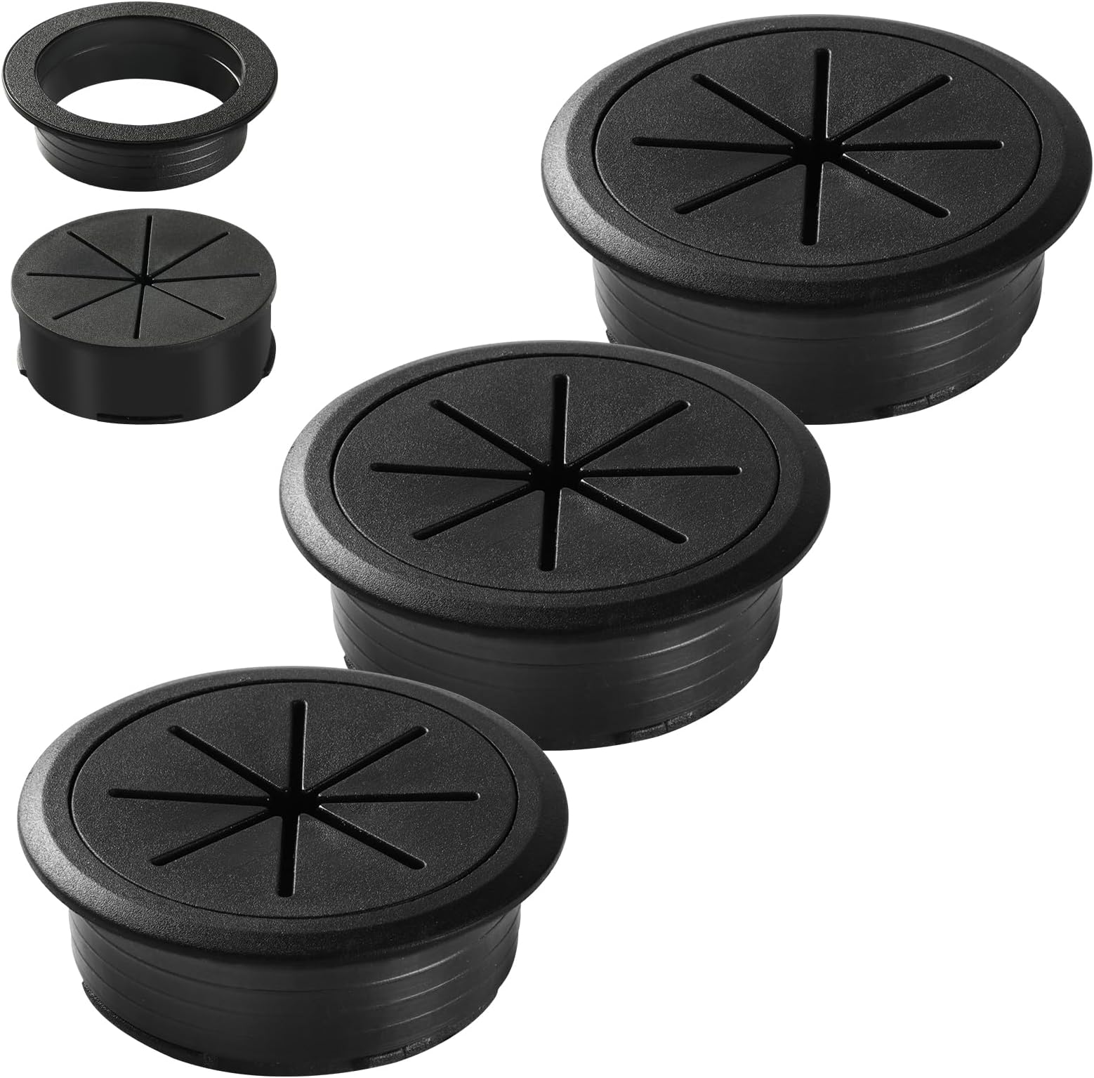 Desk Grommet 2 Inch (50 mm) 3 Pieces, Desk Hole Cover for Cables Black, ABS Plastic Grommet Hole Cover for Wires Cables Through The Countertop by XIOGZAXI