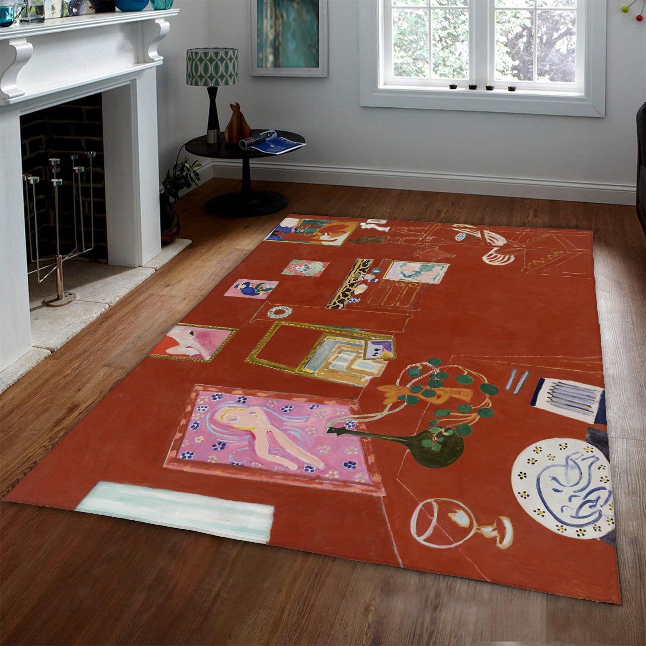 Tapis lavable Henri Matisse bleu 180x270 cm : douceur poils courts et confort moderne pour le salon