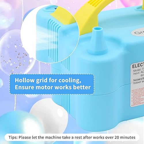 Miniatura 6 de Growsun Kit de bomba de globos, kit eléctrico de arco de guirnalda de globos, inflador de aire para decoración de fiestas con tira de cinta de Azul