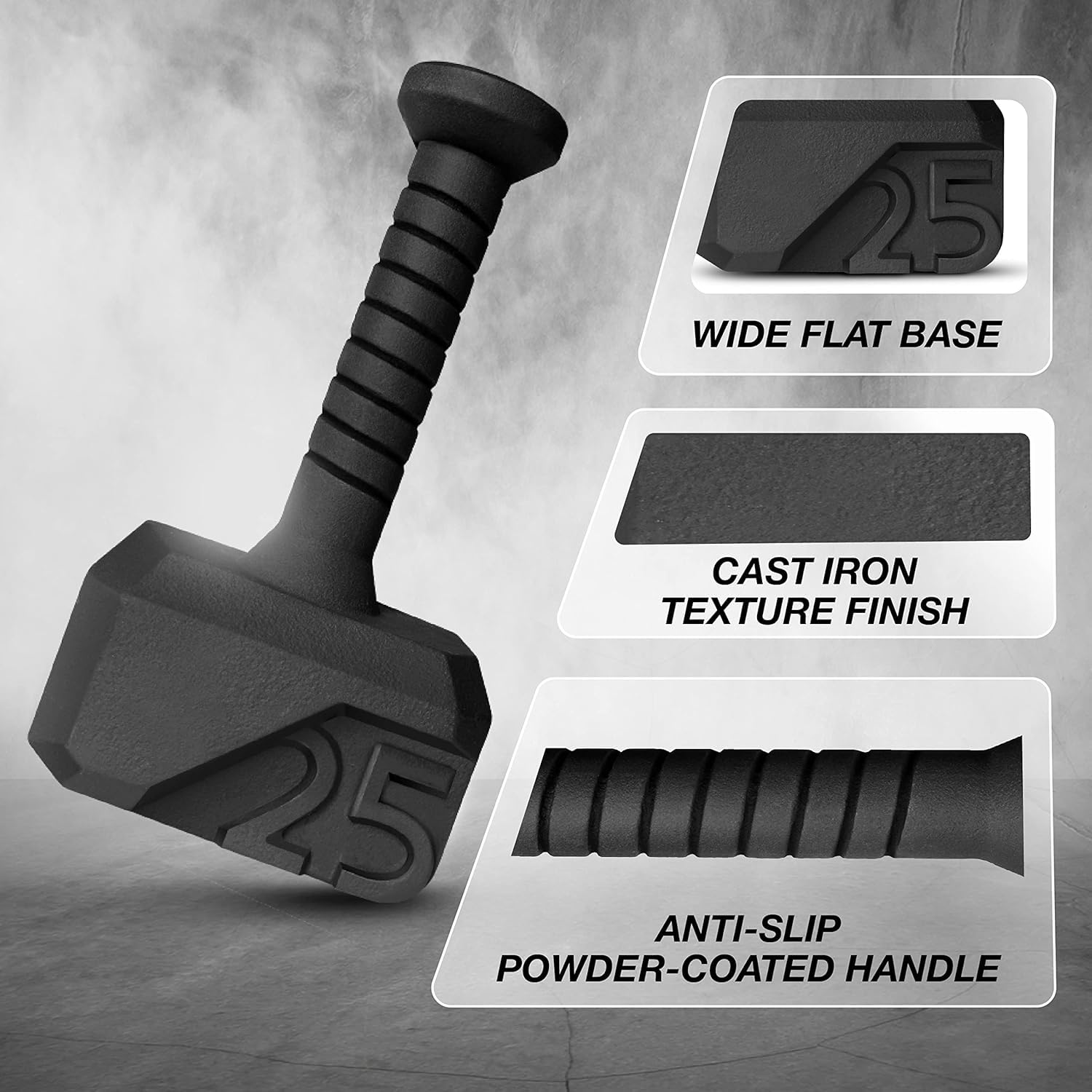 Yes4All Anti Slip Handle Workout Hammer Kettlebell/Skull Kettlebells, Sledge Hammer Workout Equipment for Strength Training Cardio Fitness - 15, 25, 35 lb - Image 2
