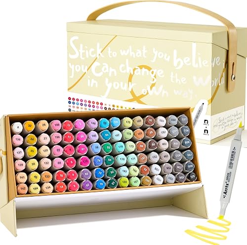 Arrtx Oros Alcohol Markers Set, 90 Colours Dual Tips Permanent Brush Markers with Portable Carry Bag, Alcohol Based Graphic Marker Pens for Coloring, Sketching, Art Painting, Manga and Illustration.