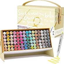 Arrtx OROS 90 Colors Marker Pens, Dual Tip Permanent Brush and Chisel Markers with Unique Portable Bag, for Lovers, Students, Artists, Coloring, Sketching, Illustration, Design, Anime