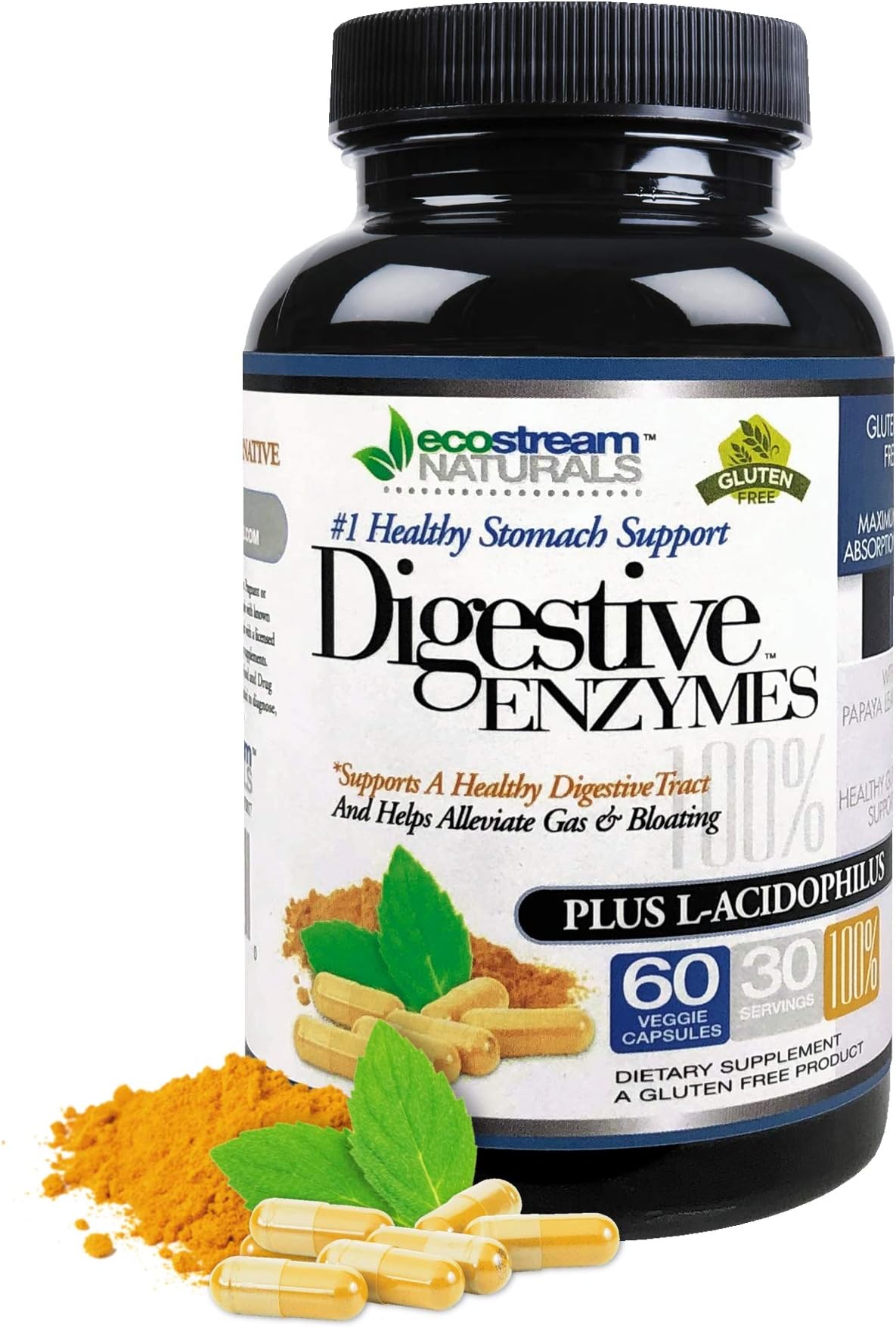 Digestive Enzymes Aid Plus Probiotics & Prebiotics Health Supplement with Papaya Leaf Blend with Amylase & Bromelain & Lactose Absorption - Better Digestion Vegan Formula