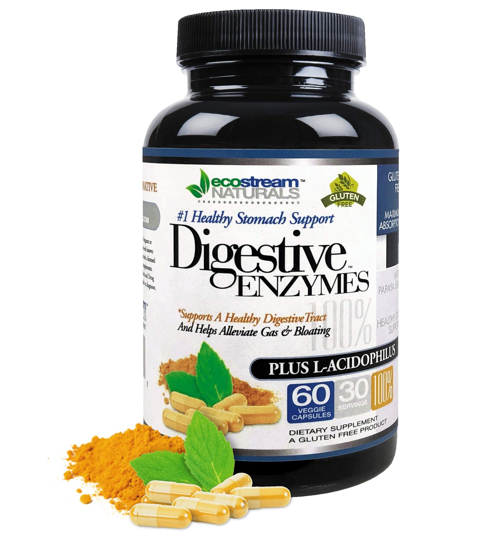 Digestive Enzymes Aid Plus Probiotics & Prebiotics Health Supplement with Papaya Leaf Blend with Amylase & Bromelain & Lactose Absorption - Better Digestion Vegan Formula