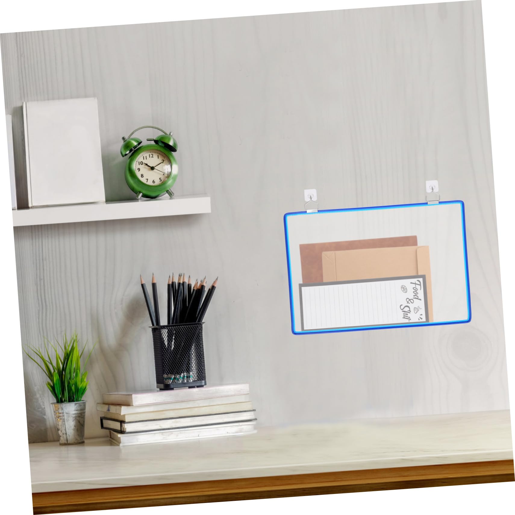 Housoutil Hanging File Organizer Bag Thickened Plastic Document Storage for Office Wall Mounted File Holder for Bills Magazines Letters Design