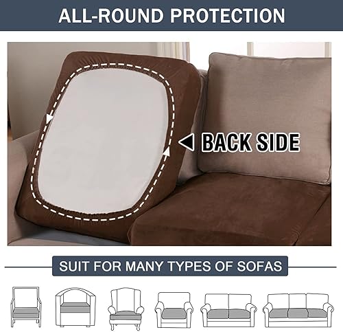 Miniatura 4 de Funda de cojín elástica de terciopelo suave, funda de cojín de felpa de terciopelo suave, funda de sofá, protector de muebles con parte inferior