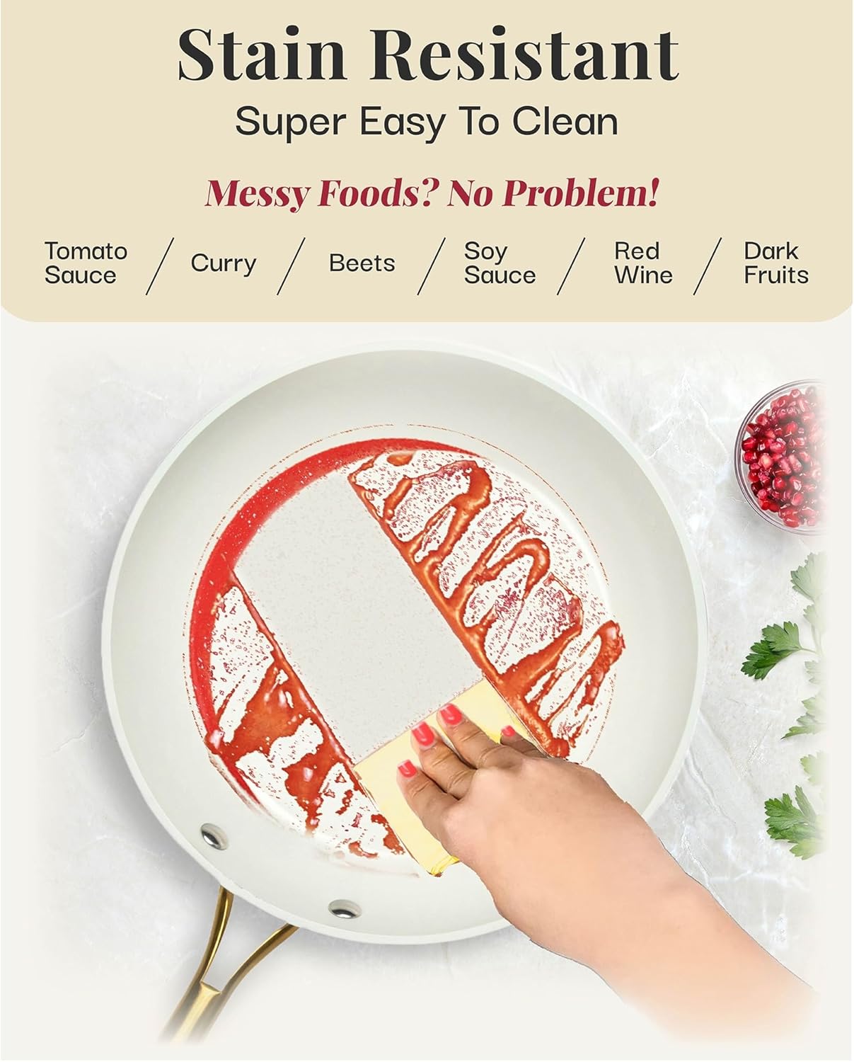 GOTHAM STEEL 10 Inch Non Stick Frying Pans Nonstick Frying Pan, Nonstick Pan, Cooking Pans, Non stick Skillet, Non-Stick Pan, 100% PFOA Free Ceramic Coating, Dishwasher Safe, Navy Cream - Image 6