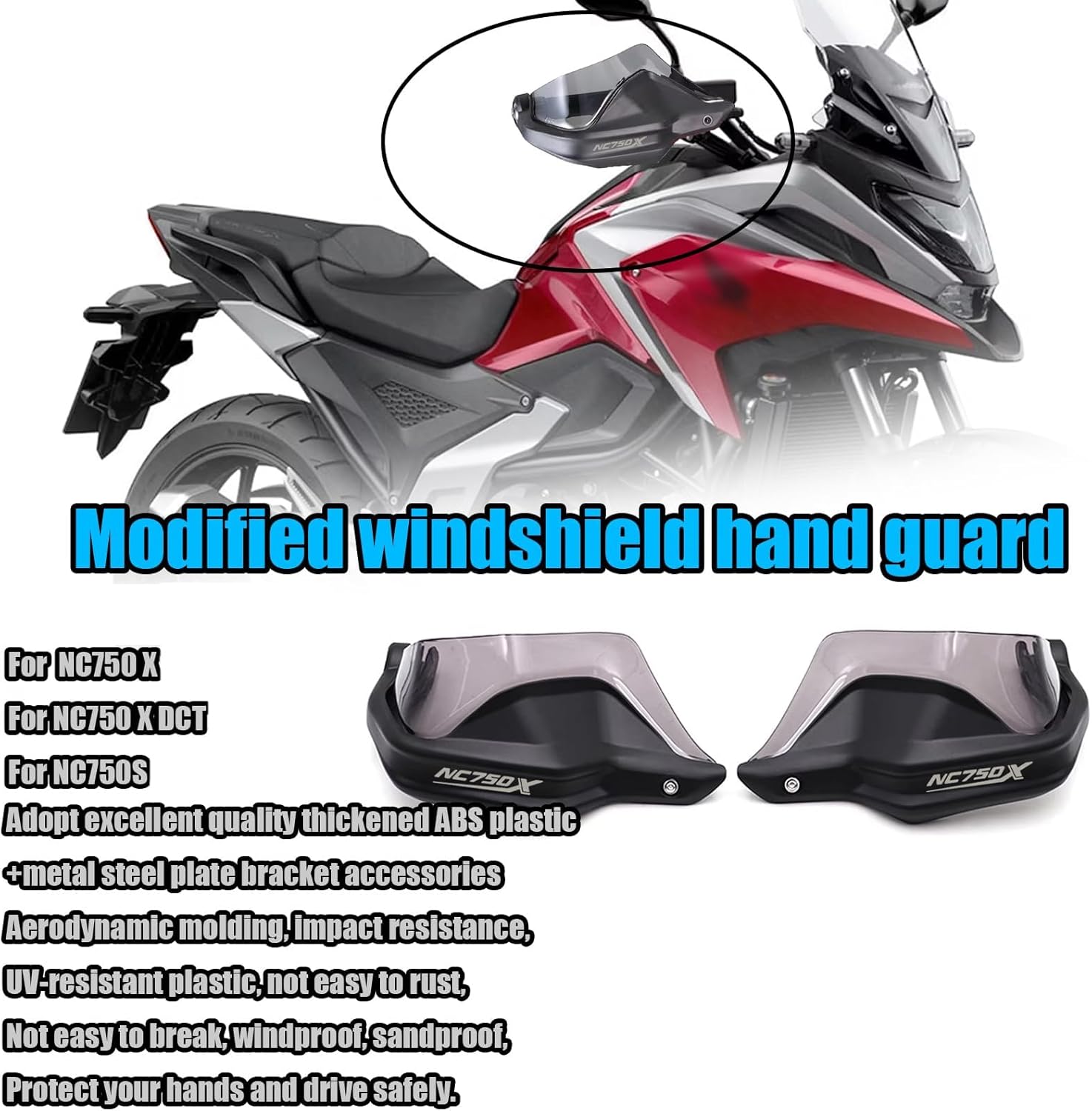 For NC750X DCT NC750S NC 750 X 2025 motorcycle hand guard hand guard windshield Handle both hands windproof nc750x dct nc750s nc750x 2013-2026+ Motorcycle Accessories (black)