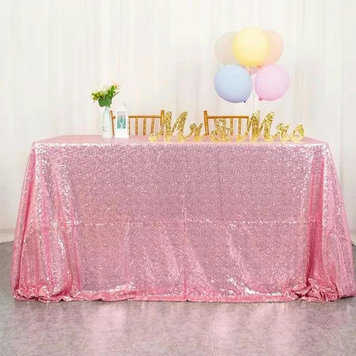 Manteles Rectangulares De Lentejuelas Rosas para Decoraciones De Bodas Halloween Navidad Fiestas De Cumpleaños Cubierta De Mesa con Purpurina-Rosa-130X180cm