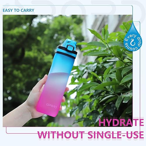 Miniatura 8 de Opard - Botellas deportivas para agua, de 20onzas, sin bisfenol A (BPA), a prueba de fugas, de plástico tritán con tapa abatible