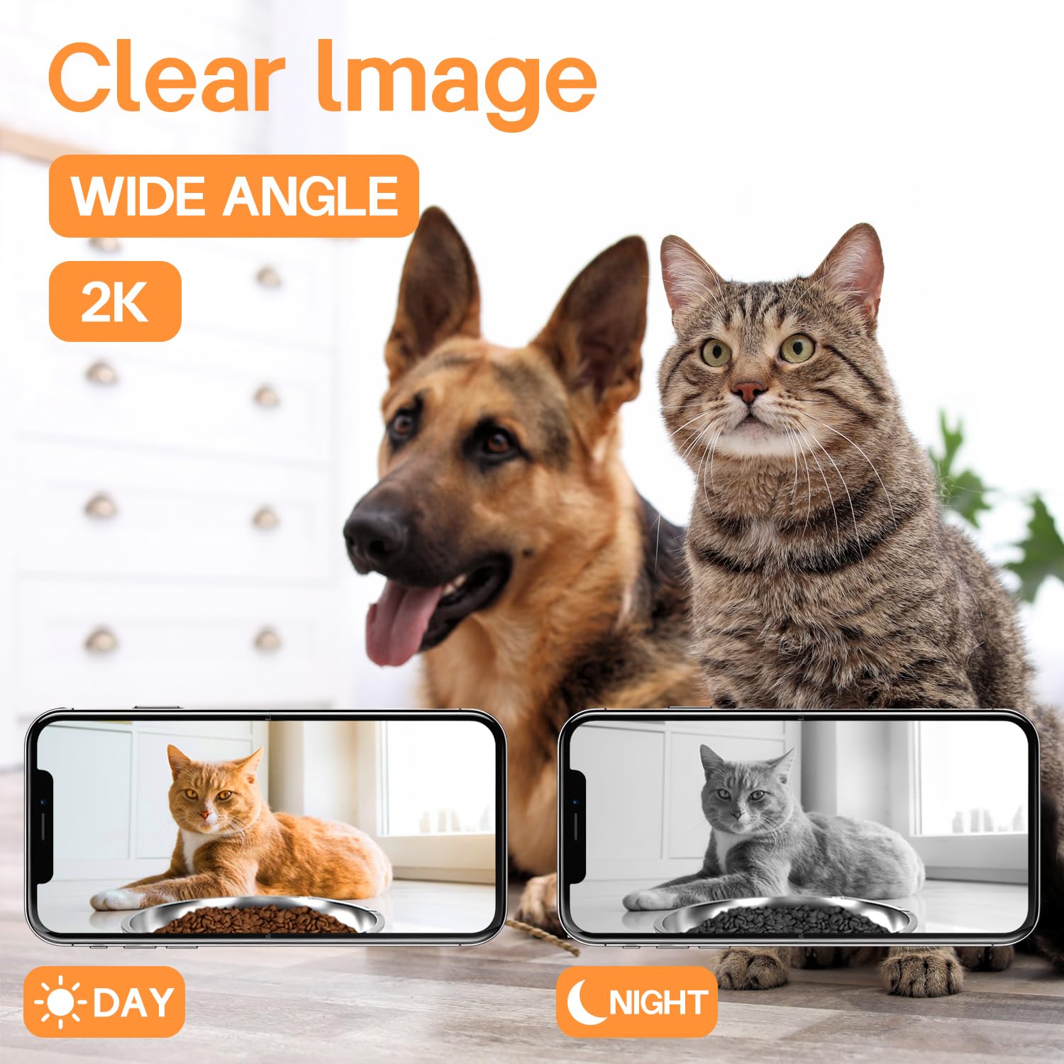 Automatic Cat Feeder with 2K Camera and Smart App, 6L Smart Pet Food Dispenser for Cats/Dogs, Timed Auto Control Meals, 2.4G / 5G WiFi, Auto Pet Feeder for Cats and Dogs, Easy Clean