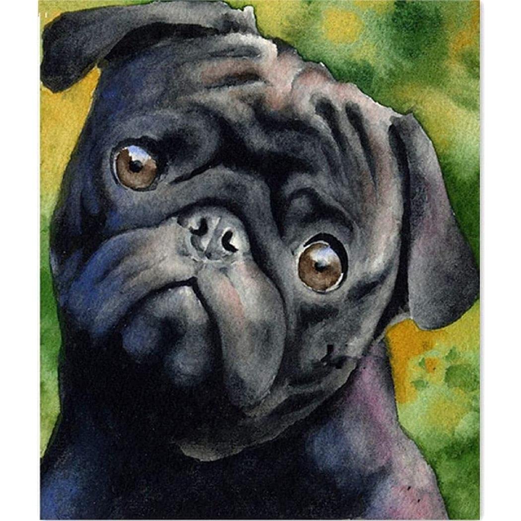 YSCOLOR Diamond Painting 5D Per Adulti E Bambini - Kit Completo Con Tela 30x40cm, Cuccioli Di Carlino, Strass Rotondi, Penna E Vassoio
