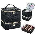 Nail Polish Organizer and Nail Lamp Case, Nail Kit Organizer Holds 30 Bottles (15ml - 0.5 fl.oz) and a Nail Lamp, Nail Polish Carrying Case with Manicure Tools Storage Sections (B-Black)