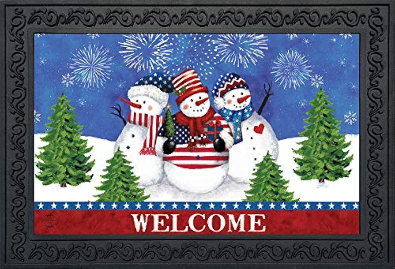 Briarwood Lane Red Checkered Snowman Winter Doormat
