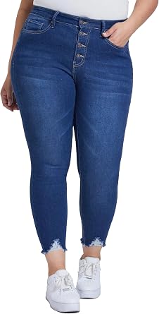 Royalty for Me Womens Royalty for Me Womens Plus Size Sustainable Button Fly Skinny Jeans