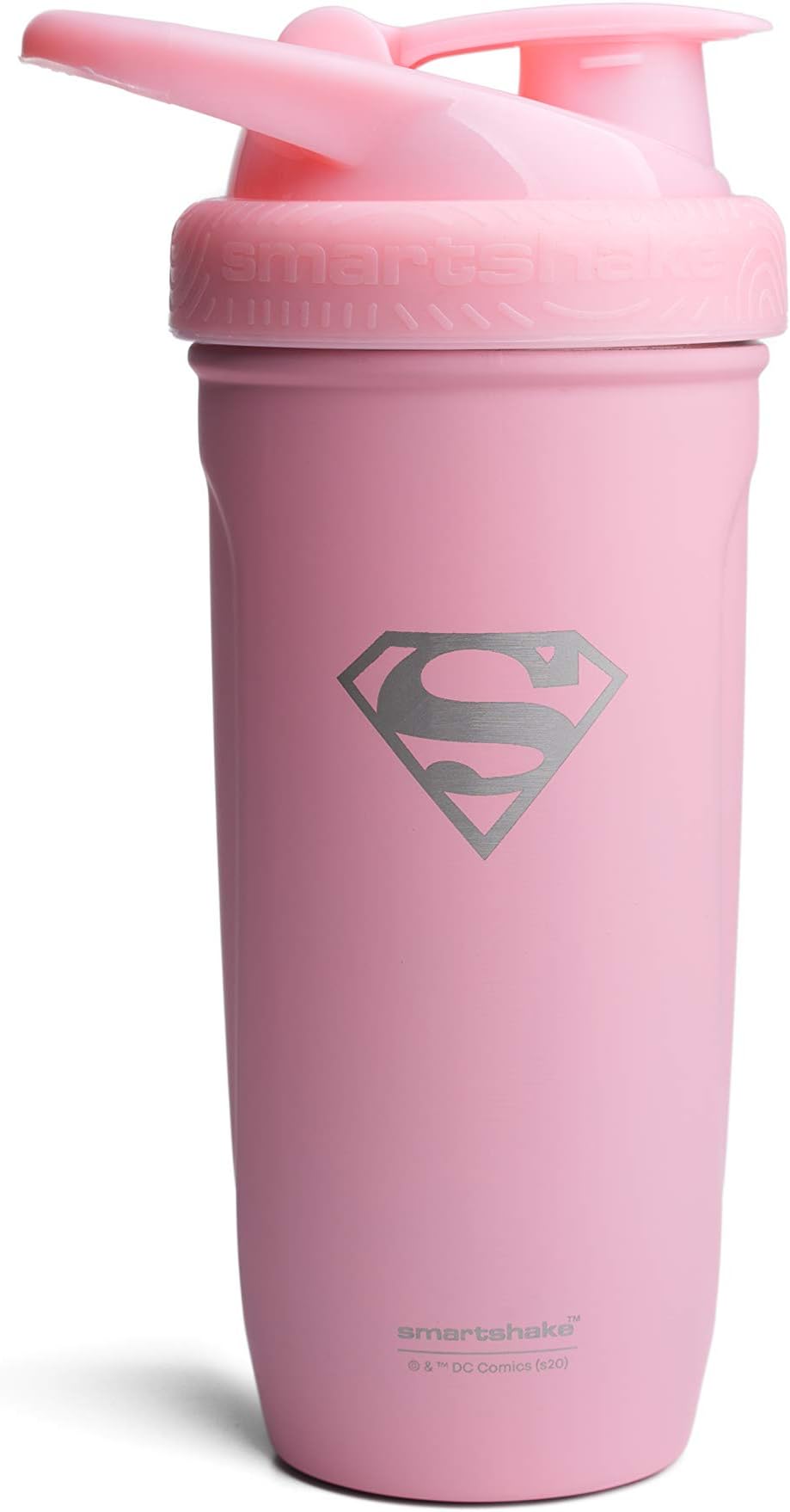 Justice League Reforce Shaker Bottle 900ml, DC Comics Stainless Steel Protein Shaker Water Bottle, Leakproof Water Shaker Cup, Supplement Shaker for Sport & Gym, BPA-Free, Supergirl