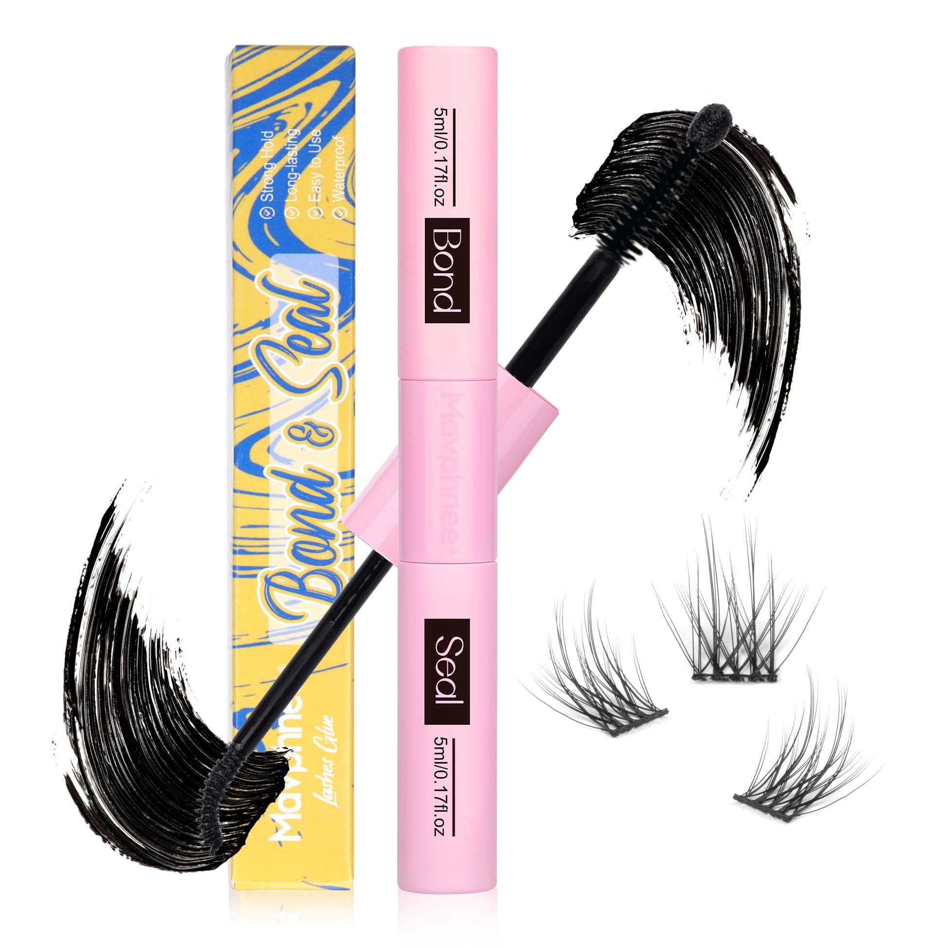 Lash Bond and Seal Strong Hold Eyelash Glue 2 in 1 Lash Adhesive and Lock Long Lasting Waterproof Black Lash Glue and Sealant for DIY Lash Extension