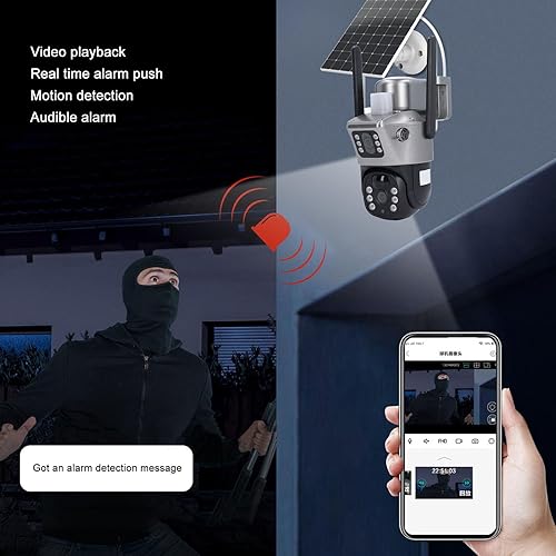 Miniatura 2 de Pyhodi Cámara de seguridad solar al aire libre WiFi inalámbrica HD NightIP66 cámara de vigilancia, detección humana NightPIR de color, 2 vías