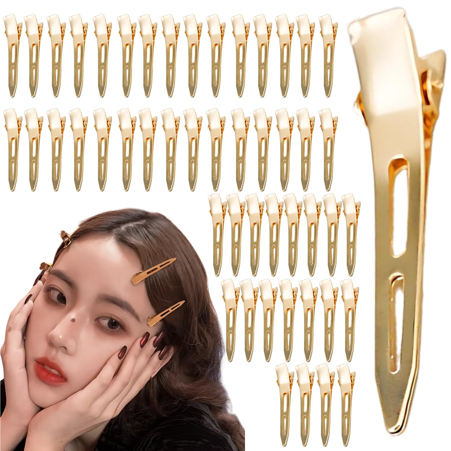Amazon.co.jp: ダッカール ヘアクリップ プロ用 ゴールド 55mm 50本