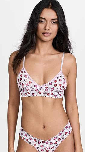 Miniatura 2 de hanky panky Bralette triangular acolchado con latido del corazón para mujer, Blanco Multi